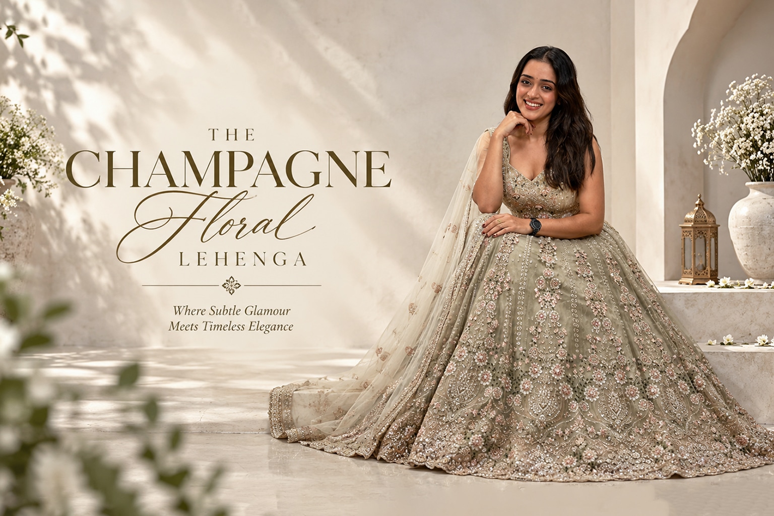 The Champagne Floral Lehenga